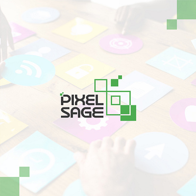 PIXEL SAGE – Minimal Logo with Pixel Icon Accent brand identity branding design design logo flat graphic design icon icon logo illustration logo logo design logos logotype minimal minimal logo modern modern logo timeless unique