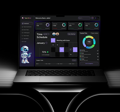 AI Task Management Dashboard Design ai dashboard ai task manager app dashboard clean ui dark dashboard dashboard design data visualization design inspiration design system interface design minimal design modern ui productivity app smart design task management team collaboration tech ui ui design ux design work flow design