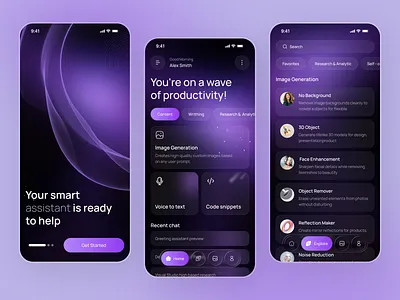AI Assistant Mobile App 3d ai app ai assistant ai bot ai chat bot artificial intelligence best ui chatbot chatting interface design mobile mobile app product design speaking interaction virtual assistant voice interaction