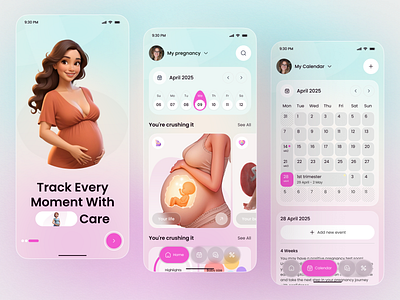 Pregnancy & Baby Tracker App – Smart Care, Week by Week app app design baby care baby milestone baby tracker health app ios maternity app mobile mobile app motherhood app pregnancy pregnancy app pregnancy tracker product design tracker wellness app