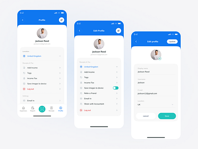 Profile Page - For Tax & Expenses Management App app design edit profile management app mobile mobile app profile profile page profile setting settings tax expenses management app tax app ui design uiux user profile