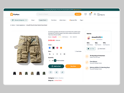 Modern Multivendor eCommerce Product Details Page Exploration add to cart ui buy now cta ecommerce ui system ecommerce ux design multivendor ecommerce online store product page product detail layout product page ui retail ux web seller info ui variant selection ui
