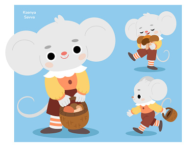 Cute cartoon mouse and autumn mushrooms adobe illustrator animal autumn cartoon character character design children cute fall for kids illustration kawaii mouse mushroom storytelling vector