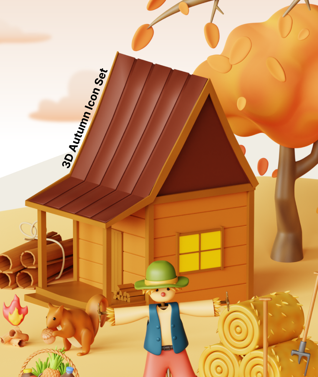 3D Autumn Icons 3d branding design graphic design icons illustration ui ux