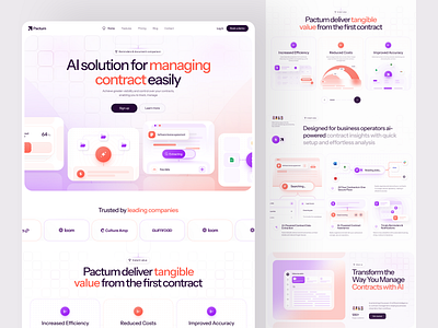 Pactum website design - Saas ai design landing page saas ui user interface web webdesign website