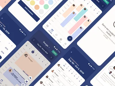 Scheduling App UI - Various States calendar calendar app calendar ui mobile mobile app mobile design mobile ui planner ui planner ux schedule team schedule ui ux work schedule