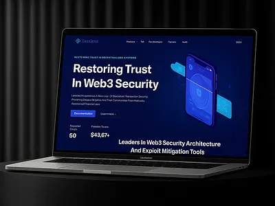 Modern Web3 Security Landing Page cryptouxdesign digital safety interface landing page modern design security software development webset technological website ui ux uxdesign walletintegrationux web design web design page web page web3 web3landingpage website page