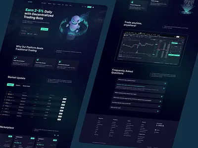 Crypto Trading Bot Landing Page design ai trading bot bitcoin blockchain bot crypto crypto landing page crypto website cryptocurrency dark design ethereum landing landing page landing page design trading trading bot trading bot landing page ui ui ux design ux
