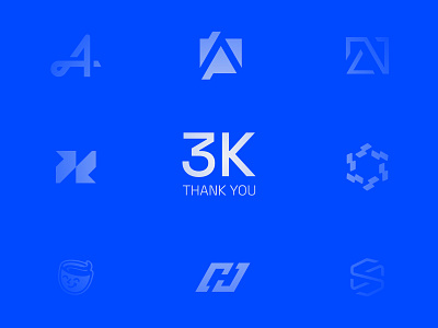 3k followers, thank you! branding clean design illustration logo logotype minimal simple typography ui