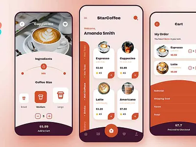 Stunning Coffee Shop App UI Design - Coffee App Design app ui design best app clean coffee app coffee shop design figma food app freebie mobile app modern tutorial ui uixdesignacademy