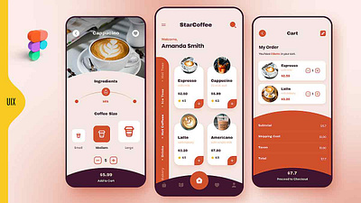 Stunning Coffee Shop App UI Design - Coffee App Design app ui design best app clean coffee app coffee shop design figma food app freebie mobile app modern tutorial ui uixdesignacademy
