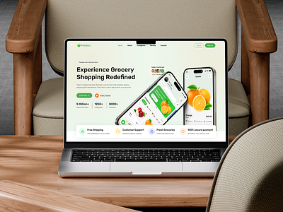 Grocery Landing Page UI/UX creativedesign dailyessentials ecommerce landing page ecommercedesign fooddelivery foodmarketplace grocery landing page groceryapp interfacedesign landingpage minimaldesign mordern design onlinegrocery product design productpresentation uiux userfriendly visualdesign webdesign websiteui