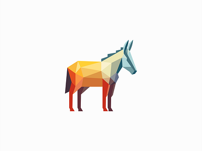 Geometric Donkey Logo abstract animal branding design donkey emblem farm geometric icon identity illustration logo low poly mark origami polygonal symbol tech vector