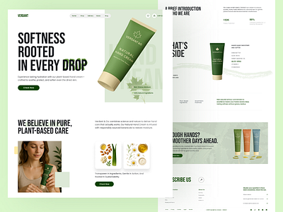 Verdant Hand Cream Landing Page beauty clean essential minimal product deisgn selfcare skincareui user experience user interface web design