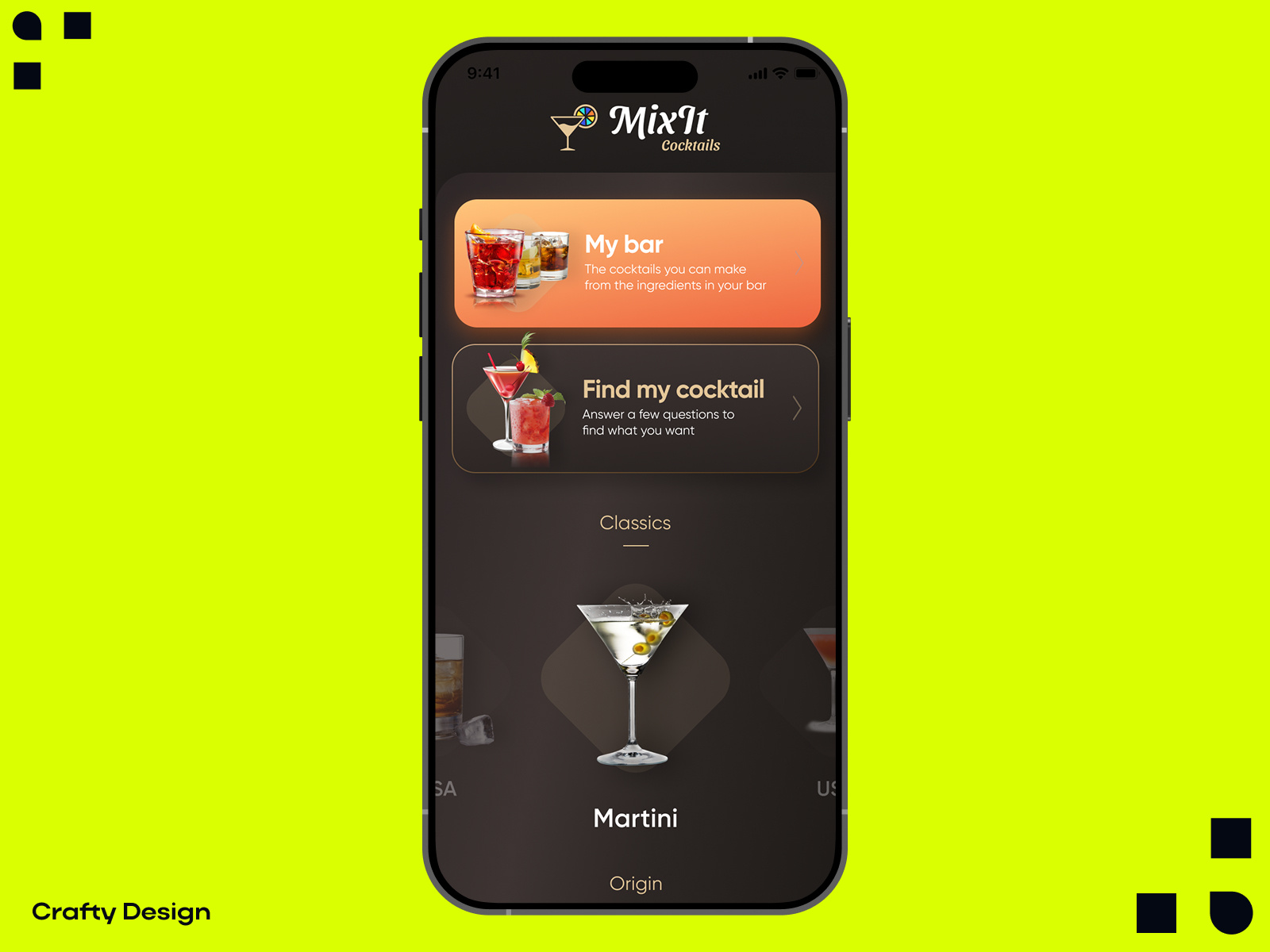 Coctails Mobile App app figma mobile ui ux