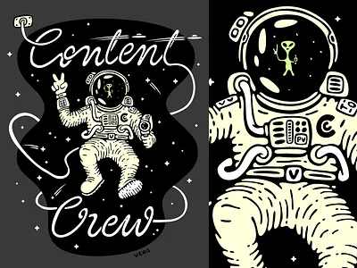 Spaceman Illustration alien astronaught camera galaxy illustration lettering matt vergotis mural peace ray gun space spaceman stars typography v verg