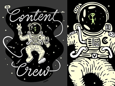 Spaceman Illustration alien astronaught camera galaxy illustration lettering matt vergotis mural peace ray gun space spaceman stars typography v verg
