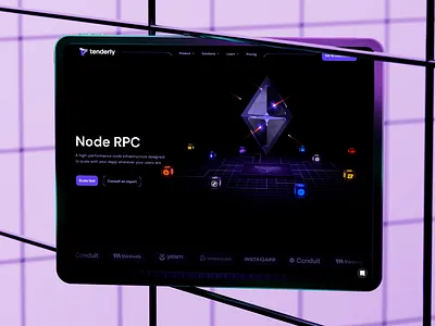 Tenderly — Web Design for Full-Stack Web3 Infrastructure 3d 3d animation dark mode interactive landing page motion graphics product design tech tech design ui design web3 web3 design