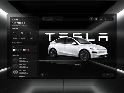 Tesla configurator app black and white car car website clean configurator custom design drive electricity figma graphic design minimal minimalist photoshop tesla ui ux web website design