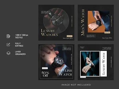 Luxury Watch Social media carousel. banner design brand identity branding carousel design design facebook ads fahion sale fashion design graphic design illustration instagram post men fashion photoshop social media ui watch watch carousel
