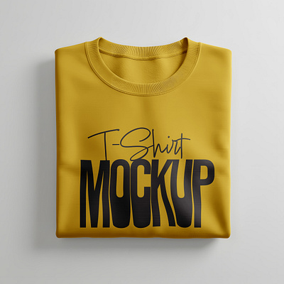 Folded Crewneck Tshirt Mockup on White Background folded clothes