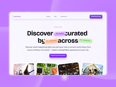 Eventure - Event Website event app events landing page purple responsive design ui webdesign