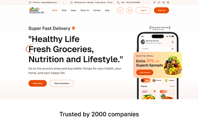 Grocery landing page cleandesign deliveryapp designinspiration ecommercedesign figmadesign groceryapp groceryui herosection homepagedesign interactiondesign landingpage minimalui modernui productdesign responsivedesign ui uidesigndaily ux webdesign