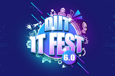 DIIT IT FEST 6.0 fancy flat lettering logo mascoat