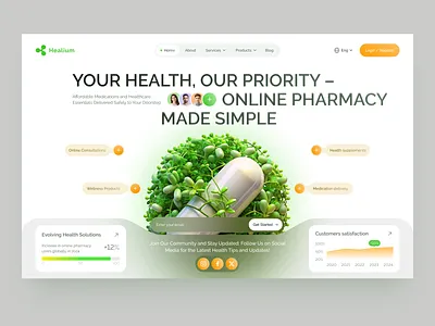 Website for Healthcare design interface product service startup ui ux web website