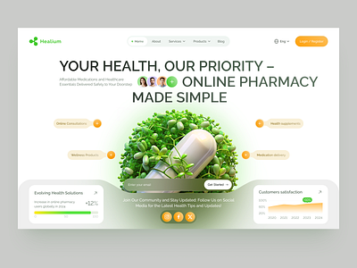 Website for Healthcare design interface product service startup ui ux web website