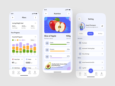 My Diet & Nutrition Tracker App UI/UX Design app ui calorie counter clean design dashboard diet tracker food tracker health fitness healthy eating meal planner mobile app nutrition ui design user experience ux design wellness