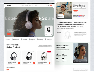 Daxplay Premium Headphones Landing Page creative ui d2c design inspiration ecommerce headphones homepage landing page lifestyle brand minimal design modern ui online store product design responsive ui shop now ui user experience ux visual design web design website layout