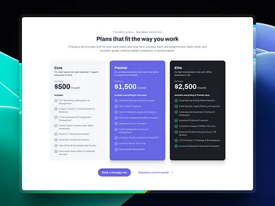 Parried.com - Pricing plans for Managed IT services corporate site cybersecurity it services managed it parried parried.com pricing pricing page pricing plan pricing table saas pricing service pricing service provider tech company ui design ux design web design