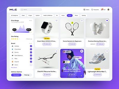 Marketplace Web UI - Sport E-commerce ecommerce ui fashion ui figma filter sidebar interactive ui marketplace modern design online shop product card retail design shopping app sports store ui inspiration ui ux ux design web app web dashboard web design website design