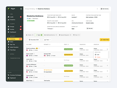 Altezza – Tour Group & Tent Assignment for SaaS Travel Platforms admin panel dashboard expedition planner group planner product design redesign project saas saas design tent assignment tour and travel tour management tour planners travel platform ui ux web app web design
