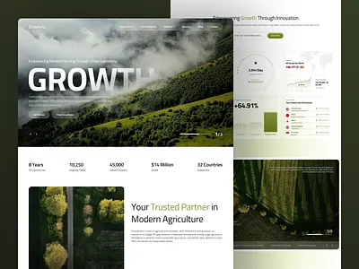 GrowGrid Agriculture - Website Design branding design glass innovation inspiration liquid glass nature simple ui ui design uiux uiux design ux ux design webdesign website