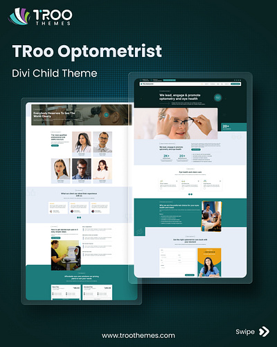 TRoo Optometrist – Sleek Eye Clinic Theme branding divi child theme illustration ui wordpress theme