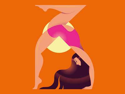 Tropical Twist bathsuit character colors illustration minimal minimalist stretch summer sun tan tanning woman yoga