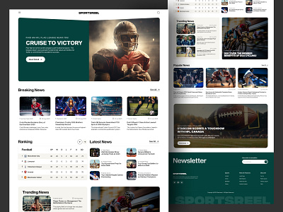 SportsReel — Sports News Portal Landing Page article blog ui dailyui digital newspaper homepage design landing landing page media webdesign news landing news portal news website newsfeed ui newsfeed ux newspaper website press web sports news sports portal web page website design