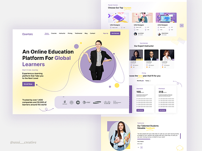 Educational Website Landing Page – Learn Smarter clean interface creative portfolio design educationalwebsite elearningui landingpage onlinelearning ui uiux uxuidesign webdesign