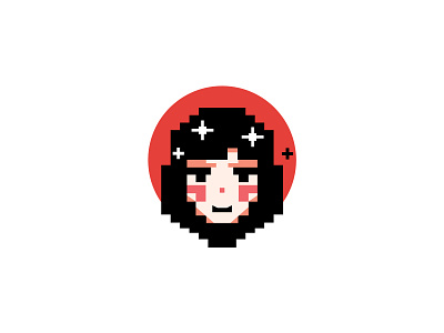 Pixel girl face logo circle girl illustration logo people pixel star women