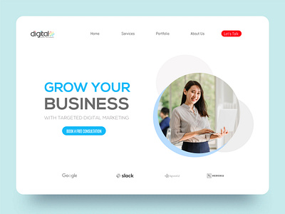 Digital Marketing Website Homepage UI Design creativedesign creativeui digitalmarketing figma graphic design homepage landingpage minimaldesign servicespage ui uiux userexperience uxdesign webdesign weblayout