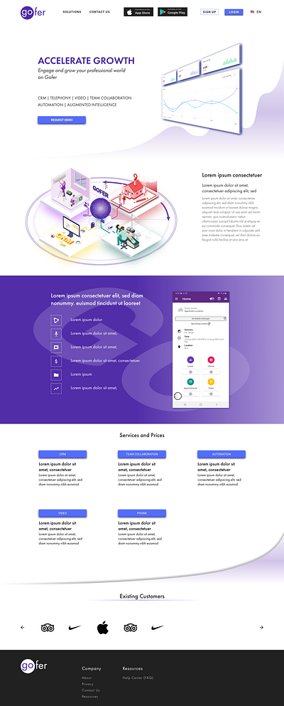 gofer landing page for mobile application landing page design motion graphics uxui design