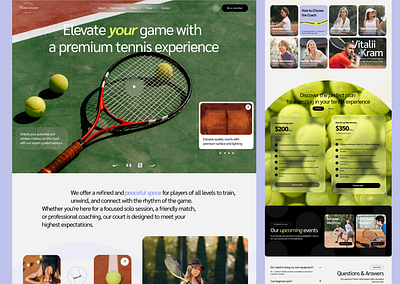 Tennis club website interface shorts sport tennis ui web website