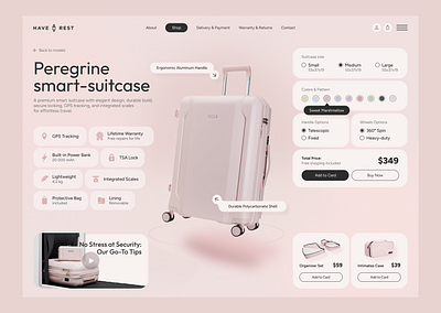 UX/UI for suitcases shop baggage interface luggage suitcases ui web
