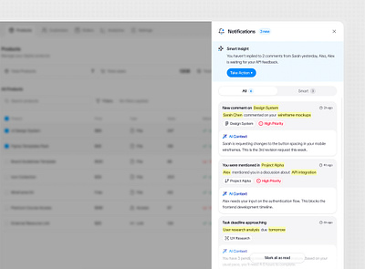 Notifications Drawer 🔔 ai ai design dashboard dashboard ui drawer drawer modal modal modal design modal ui notifications notifications ui product design saas ui