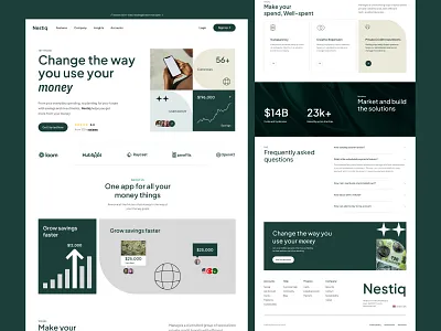 Change the Way You Use Your Money – Nestiq Finance Web App UI elegant fintech interface