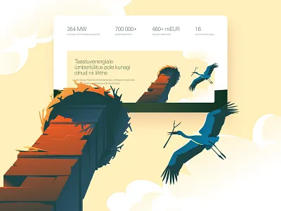 Sunly Call to Action Section Illustration bird chimney crane cta dreamy energy flying hellsjells illustration illustrator nest renewable sky solar sunset web illustrations web illustrator