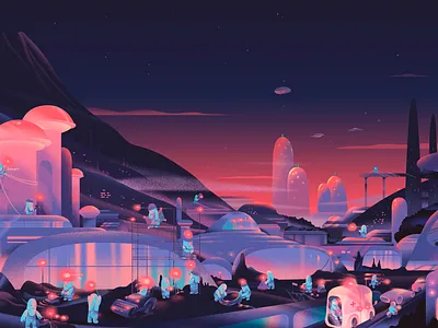 The new illustration for the Kusari project branding buildings character city design download freebies graphic design header hero heroillustration homepage illustration monsters noise security web