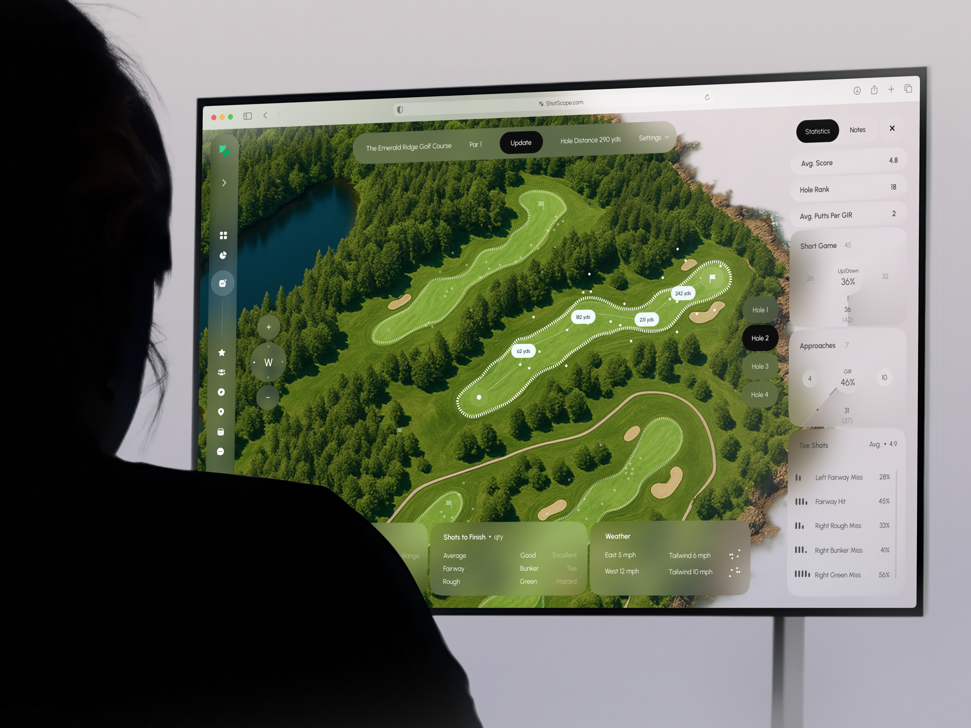 ShotScope - Golf App Dashboard ai app app design b2b business course crm dashboard design golf interface product saas score software statistics strategy ui ux web